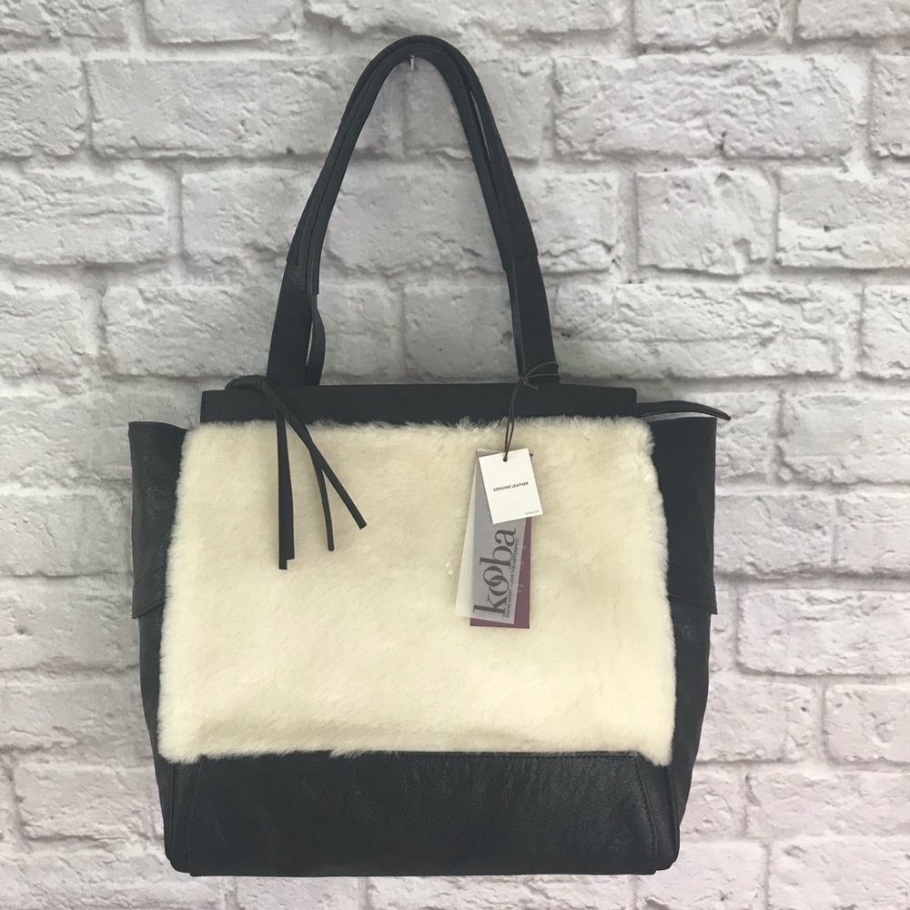 Sale! Kooba Yukon Tote Black Leather and Shearling